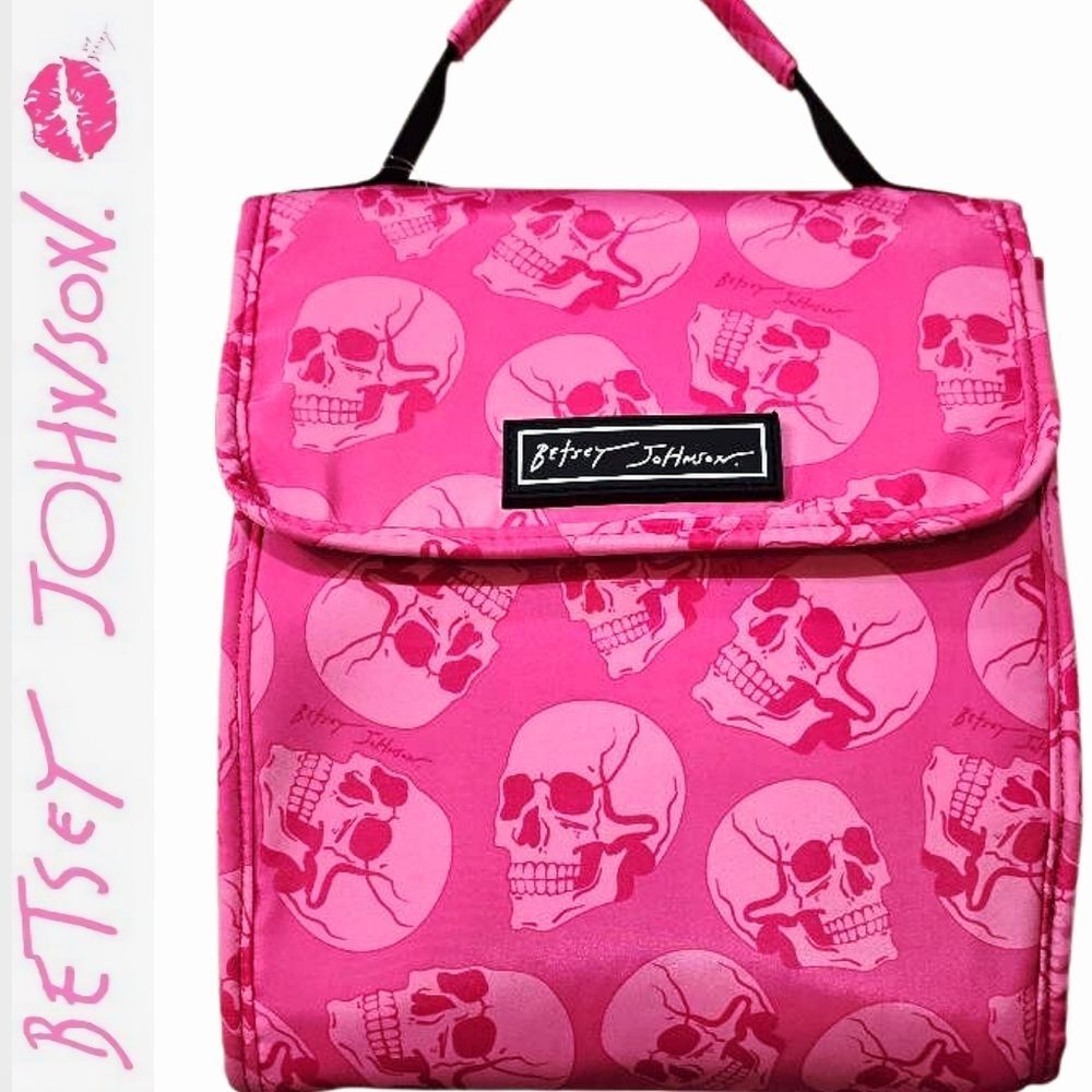 Betsey Johnson Skulls Flap Top Insulated Lunch Tote Bag